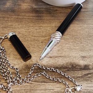 Brighton charm bead PEN necklace crystal BLACK TEACHERS EDUCATORS GIFT NEW